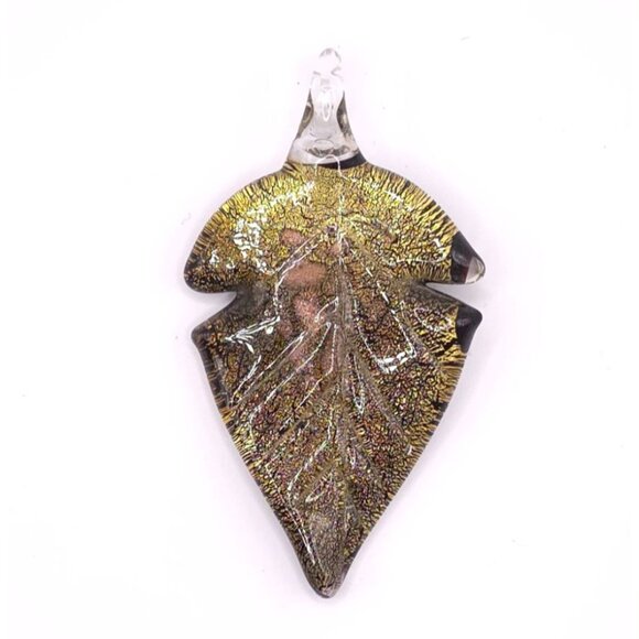 Unbranded Jewelry - Handcrafted Dichroic Glass Leaf Pendant Unique Artisan Jewelry Necklace